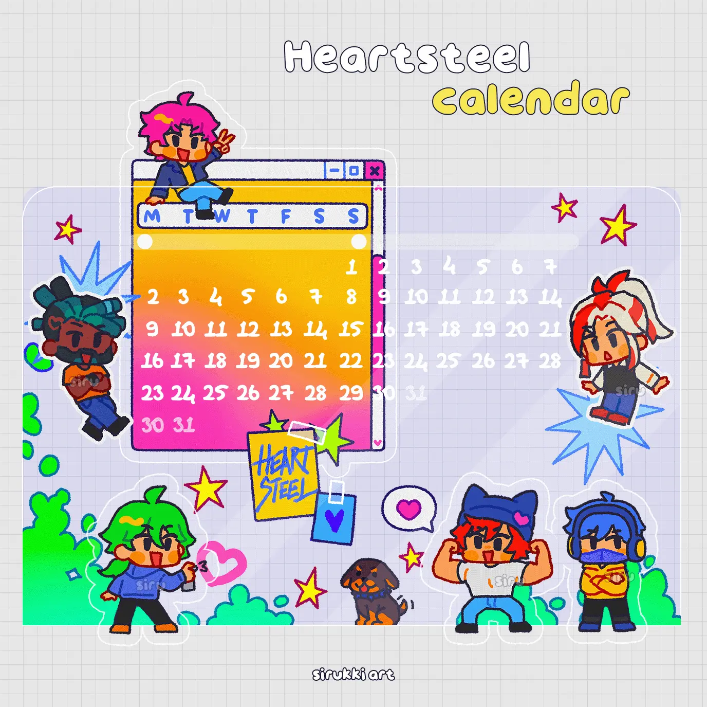 Heartsteel acrylic calendar