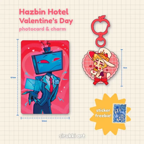 Hazbin Hotel Valentine's Day photocard & charm